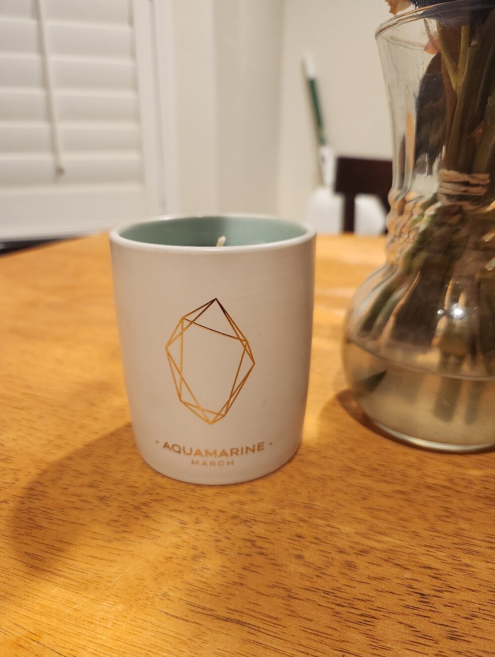 Aquamarine March Scented Candle - Geometric Gold Accent